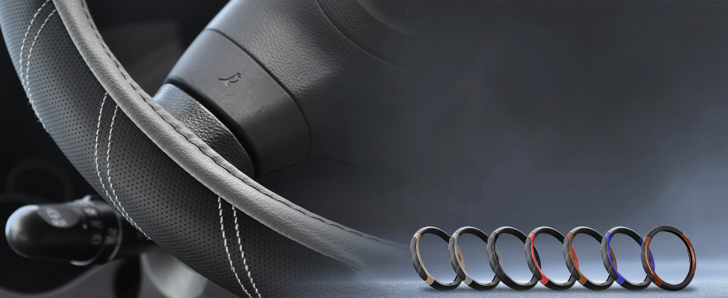 Cross-Border Car Steering Wheel Cover, Breathable, Perforated, Non-Slip, Wear-Resistant 15inch Car Handle Cover, Direct from Factory, in Stock