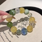 天然黄塔晶黄玛瑙水晶手链 轻奢高级感白水晶黄虎眼手串 水晶串珠