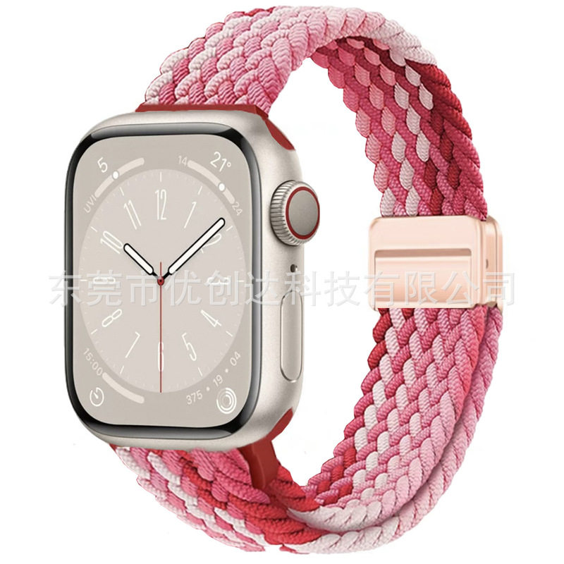 适用苹果applewatch小蛮腰磁吸扣编织表带9876可调节松紧女生表带|undefined