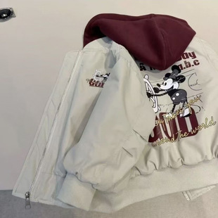 Boys Coat Autumn and Winter New Cotton Thickened Handsome Fashionable Children's Western Style Girls' Winter Baseball Clothes