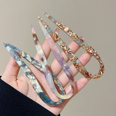 Large Acrylic U-shaped Hairpin for Women, 2024 New Style Daily Round Headband Hairpin for Rear Brain Tilted Hairstyle Hair Accessories