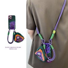 兴奋喵喵苹果14ProMax手机壳iPhone15女款13网红12软套11斜跨XR