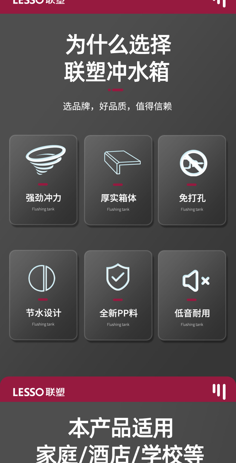 Liansu household flushing tank, bathroom squat toilet, energy-saving flushing toilet, squat toilet, squat toilet water tank, and flush toilet details Picture