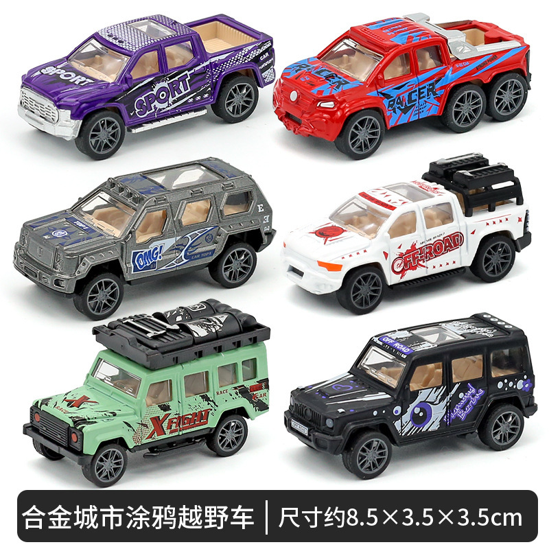 [Increased and Thickeneded] Alloy Kidsren's Toy Car 1:64 Artificial Car Model Pull-Back Off-Road Vehicle Racing