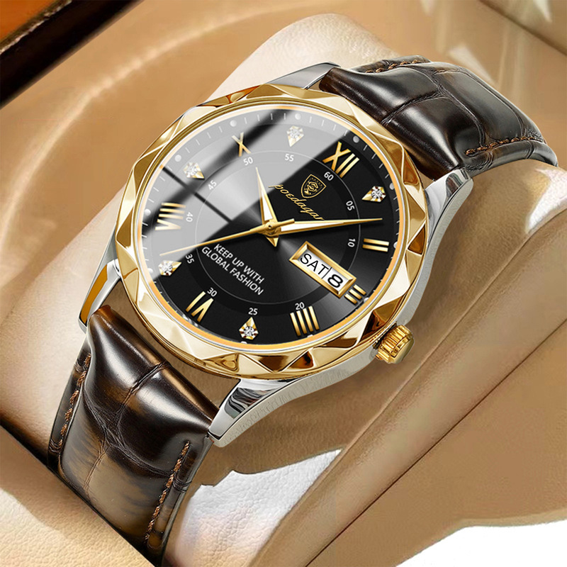 Swiss Brand New Leather Strap Men's Watch, Luxurious and Fashionable Quartz Wristwatch, Live Broadcast, Popular Foreign Trade Item, Dropshipping