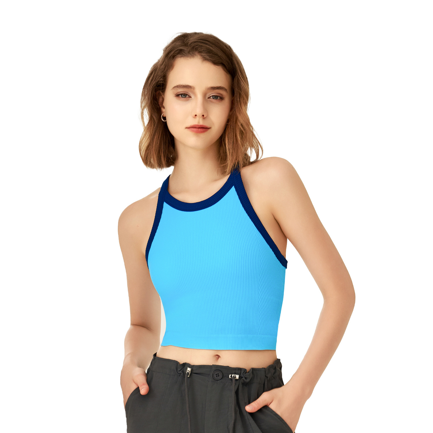 2026 nuevo color de verano de alta elasticidad ropa interior deportiva mujer sujetador de fitness antichoque chaleco ropa de yoga copa fija