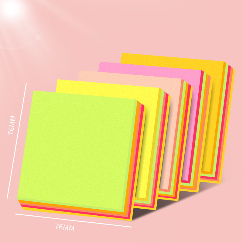 N veces pastillas de color simple papel de notas de estudiantes desgarrable fluorescente multicolor papel de notas conjunto de notas al por mayor