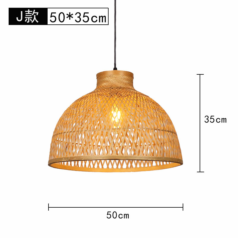 Lámpara de araña tejida de bambú Restaurante chino Lámpara de salón de té de linterna de bambú Restaurante japonés Sombrero de paja Lámpara de araña tejida de ratán B & B