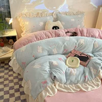 Бархатные тёплые джинсы (набор), зимний комплект, коралловый пододеяльник, двухсторонняя флисовая простыня, 4 предмета, 3 предмета
