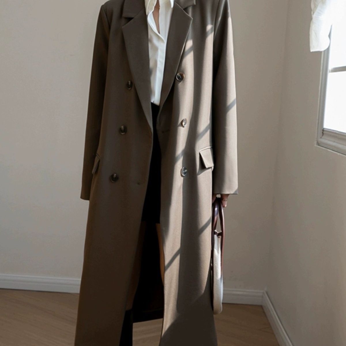 中长款西装外套女2024新款春秋过膝风衣韩版宽松高级感气质大衣潮