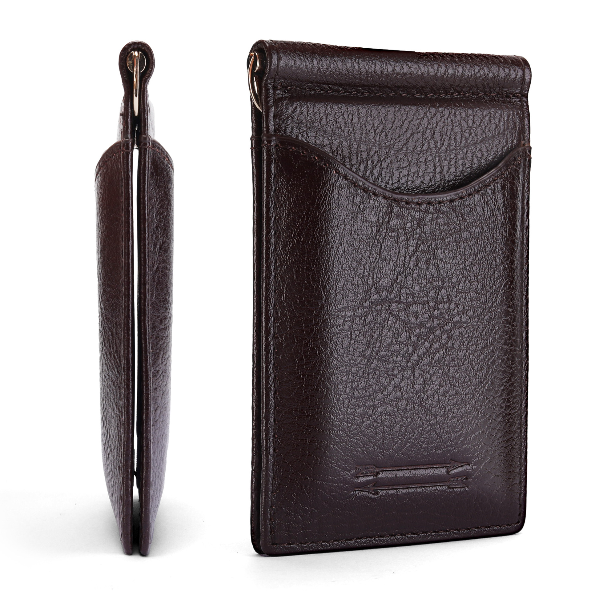 Amazon cera de piel dobles dobles clip de dólar corto multi tarjeta bolsa de tarjetas ultra delgada cubierta de tarjetas de negocios RFID billetera antirrobo