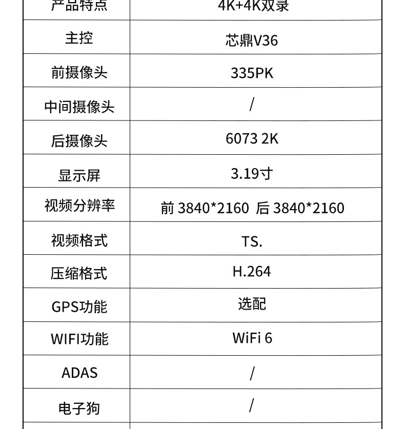 Y front and rear dual recording 4K WiFi connected APP loop recording night vision dashcam