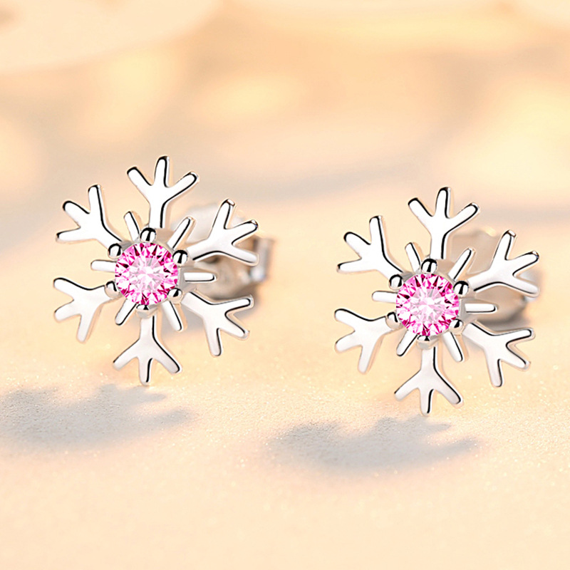 Pendientes de copo de nieve de plata esterlina S925