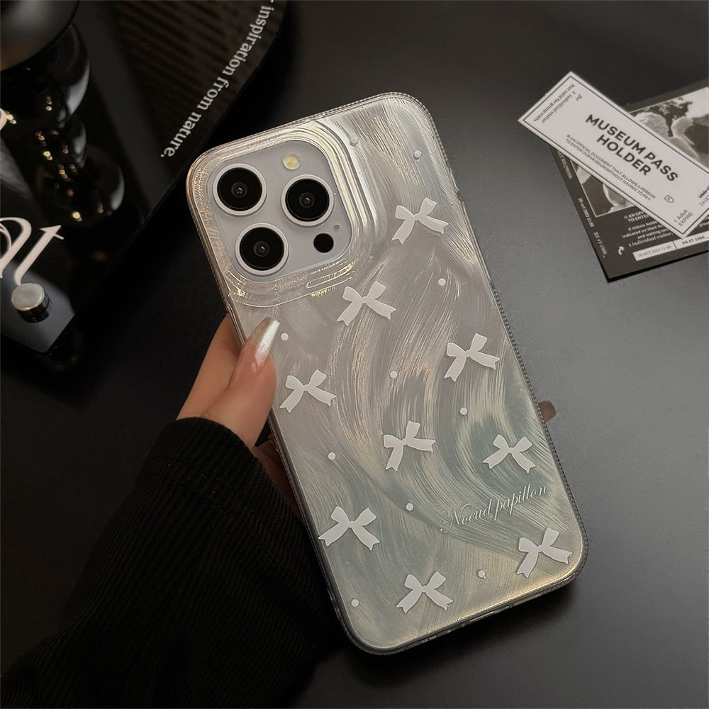 Blue And White Bow Phone Case For Iphone, Protective Cover_voghion.com