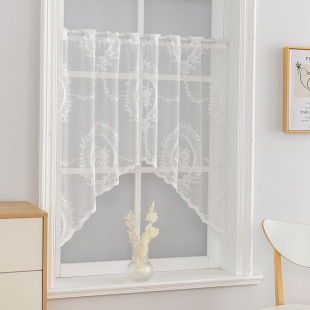 Cross-border Finished French Style Lace Partition Small Door Curtain Curtain Small Window Shelter Short Curtain Bedroom White Pastoral Hair