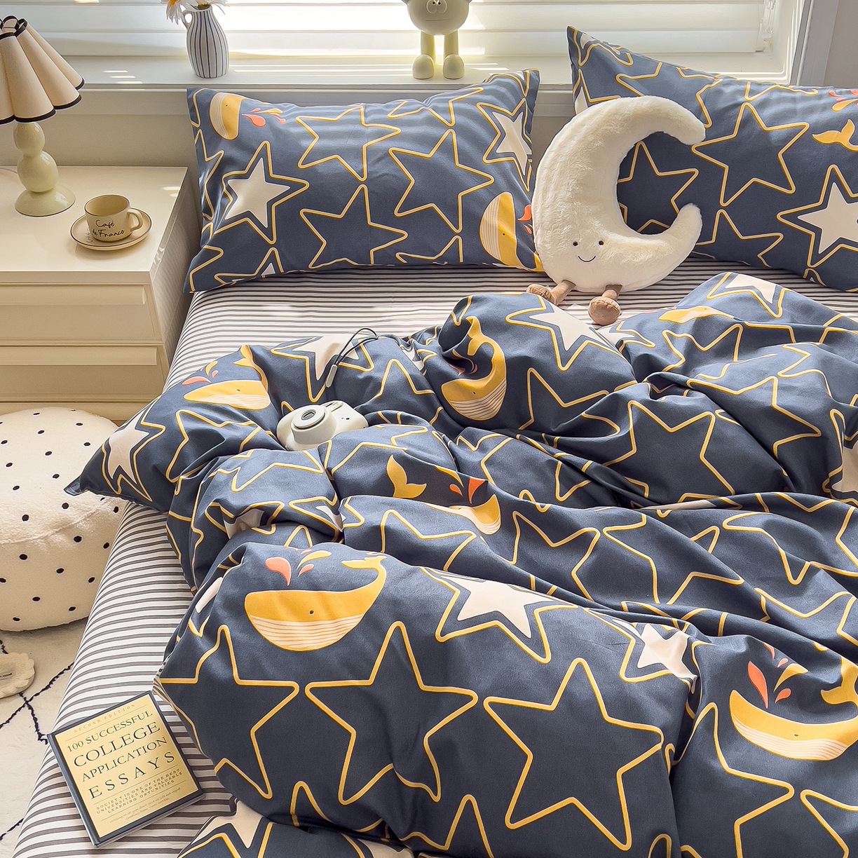 ins dormir desnudo cuatro piezas de sábanas de algodón imitación cubierta madre y bebé clase A dormitorio tres piezas de ropa de cama regalo