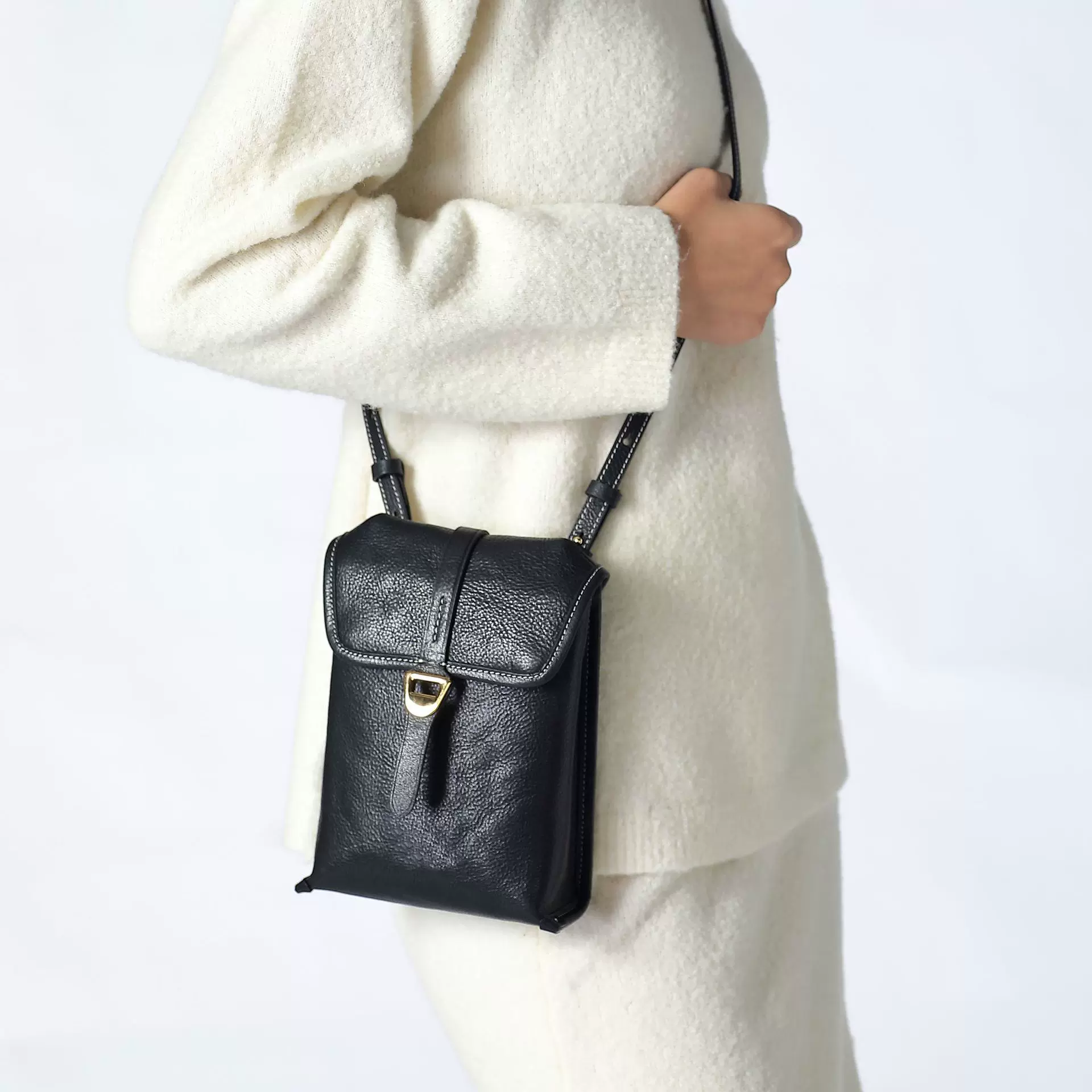 songmont包真皮包手机包单肩包斜挎头层牛皮女包小方包款手提时尚