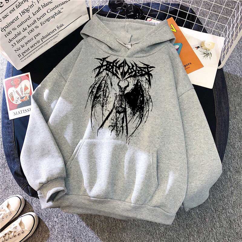 Sudadera holgada con capucha y estampado Harajuku estilo retro Y2K estilo callejero BF para mujer, nueva de 2021