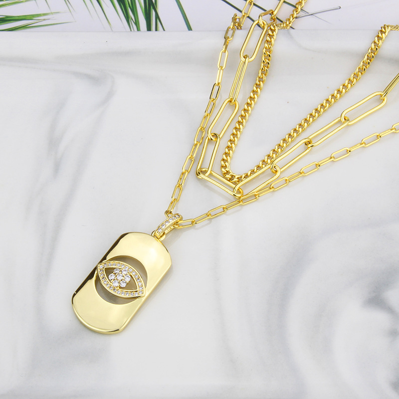 INS Cross-Border E-Commerce New Gold-Plated Eye Necklace Factory Direct Supply Spot Double Chain Fas
