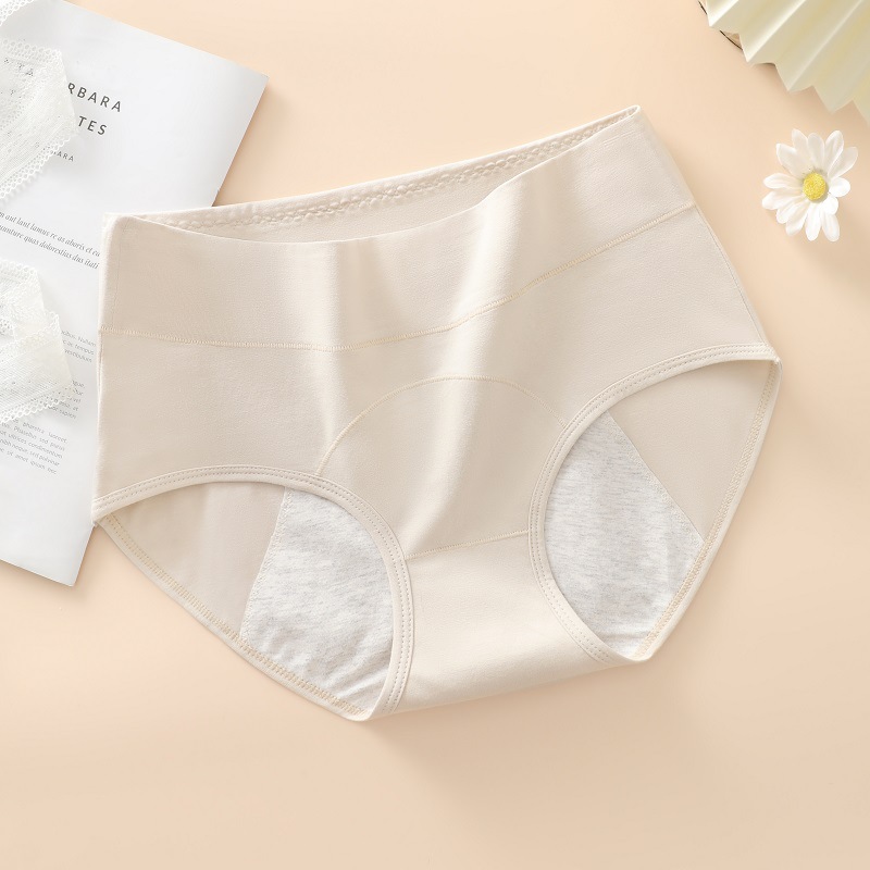 Período fisiológico ropa interior entrepierna de algodón de las mujeres cintura alta pantalones cortos de niña Tía grande período menstrual ropa interior tía a prueba de fugas