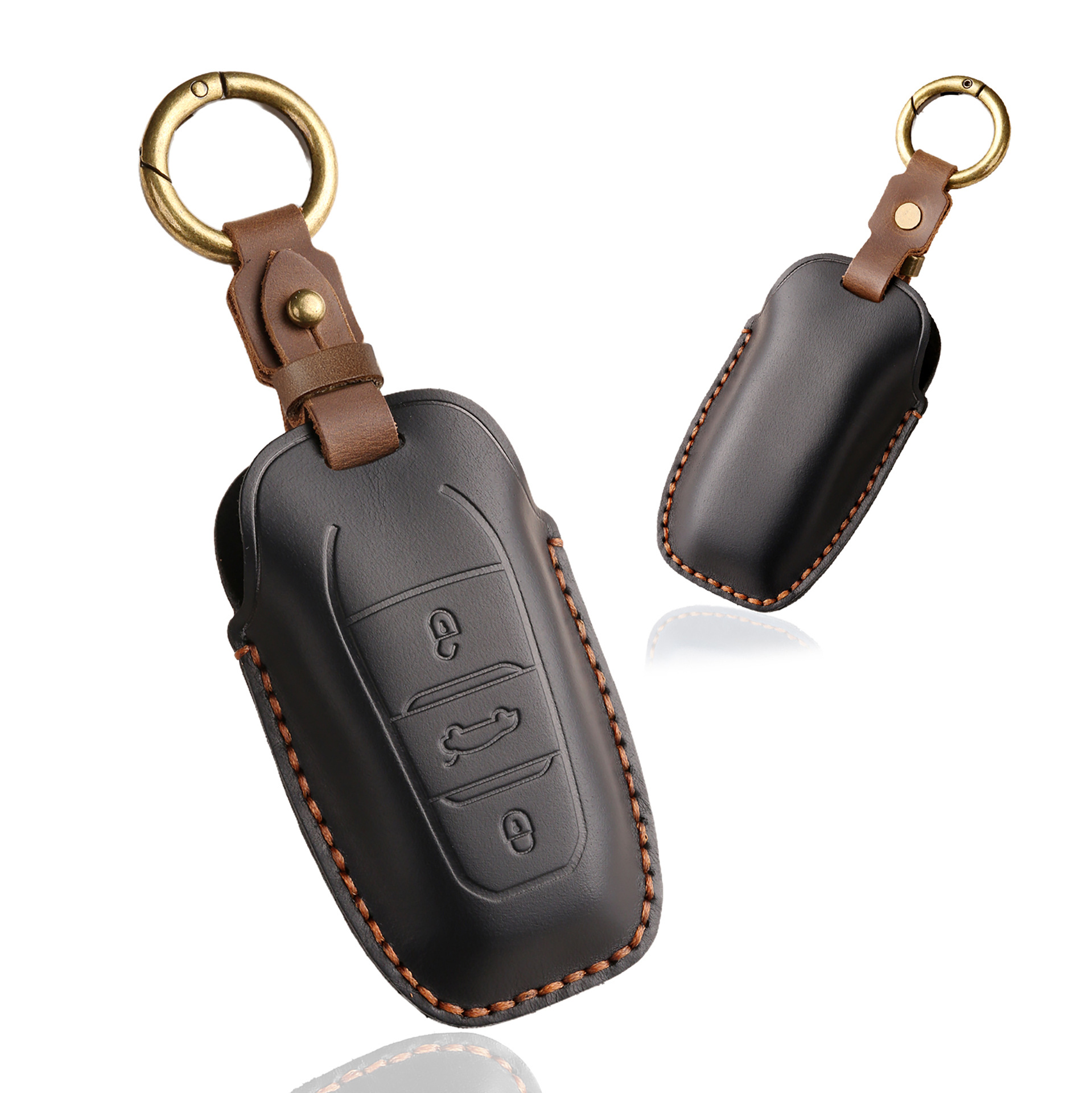 Retro Key Cover Suitable for Dongfeng Peugeot 5008 Key Cover Citroen Car Leather Key Case Buckle