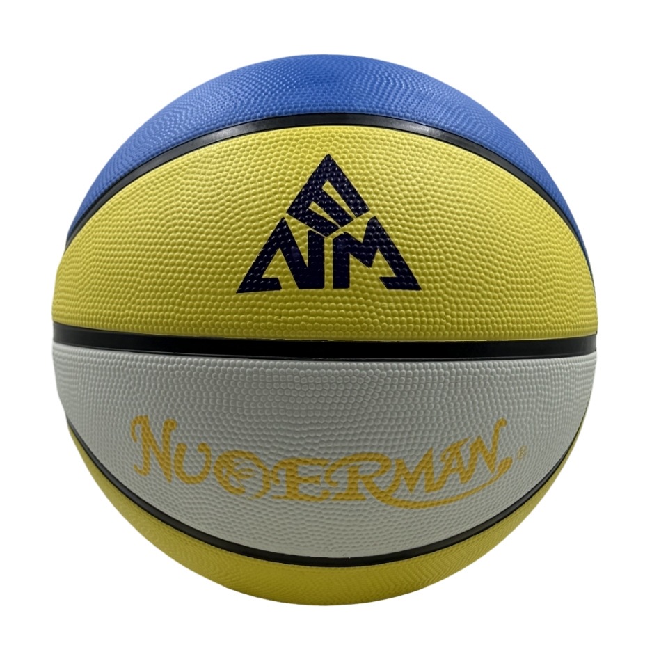 Balón de baloncesto de goma nº 7 amarillo, blanco y azul. / Baloncesto No. 7 (pelota estándar)