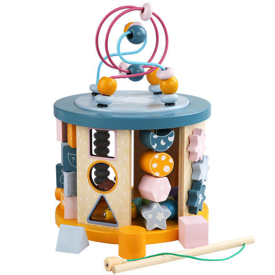New wooden eleven-in-one Multi-functional eight-sided beads children's early education hands-on and brains treasure chest educational toys