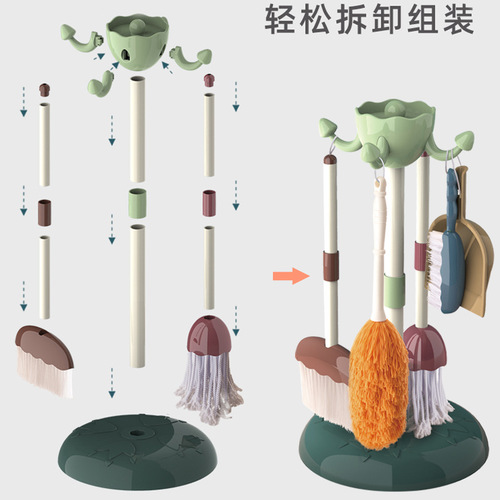 Children's sweeping toy broom and dustpan combination set simulates house cleaning vacuum cleaner for baby girls