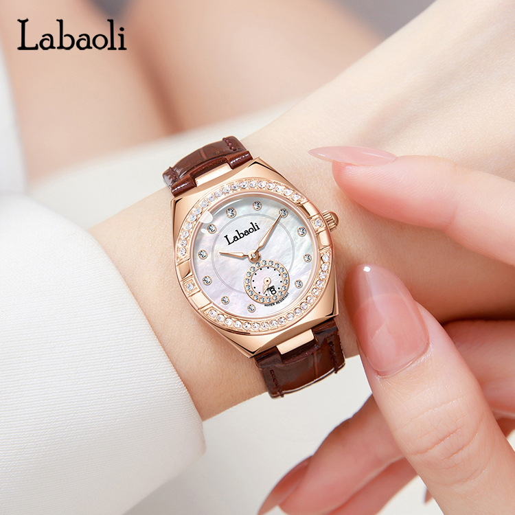 Labaoli New Belt Orologio da donna con diamanti intarsiati, quadrante dei secondi indipendente, chiusura a farfalla, streaming live_voghion.com