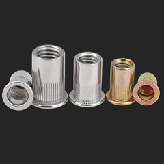 304 stainless steel flat head ribbed rivet nut, M4, M5, M6, M8, M10 rivet nuts