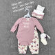 Cross-border Europe and the United States newborn jumpsuit four-piece set long sleeve bow hair band suit