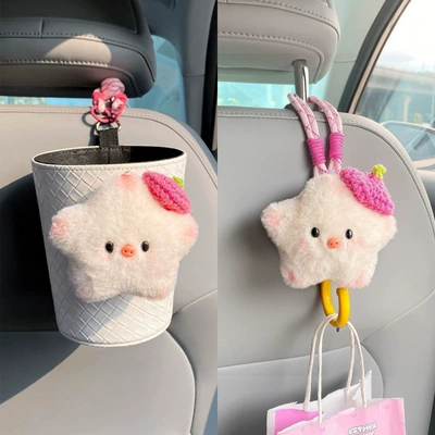 combo, cute star pig design, storage Car tissue box/set - beret-star-pigtrash-can-single-hook