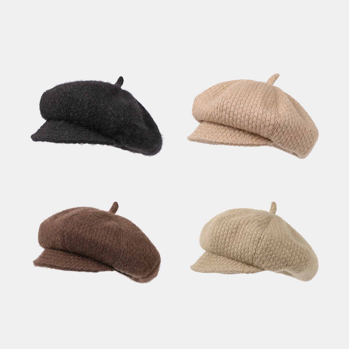 Ins nuevo sombrero de ocho ángulos de color sólido para mujeres nicho japonés diseño retro versátil sombrero de lengua corta sombrero pintor