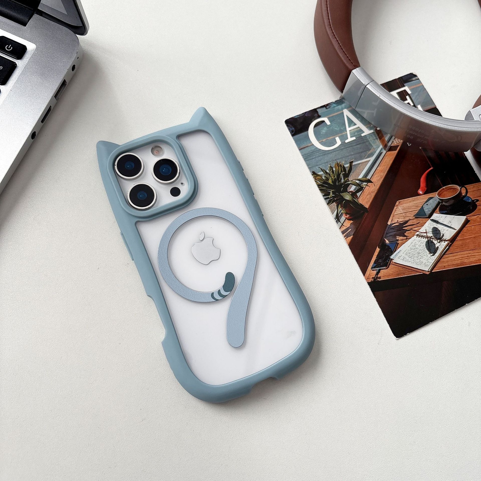 Magnetic Phone Case With Cat Ears And Tail For Phone 17 Pro Max_voghion.com