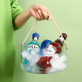 塑料冰桶高颜值啤酒桶可乐香槟红酒家用手提式透明篮水果收纳篮子