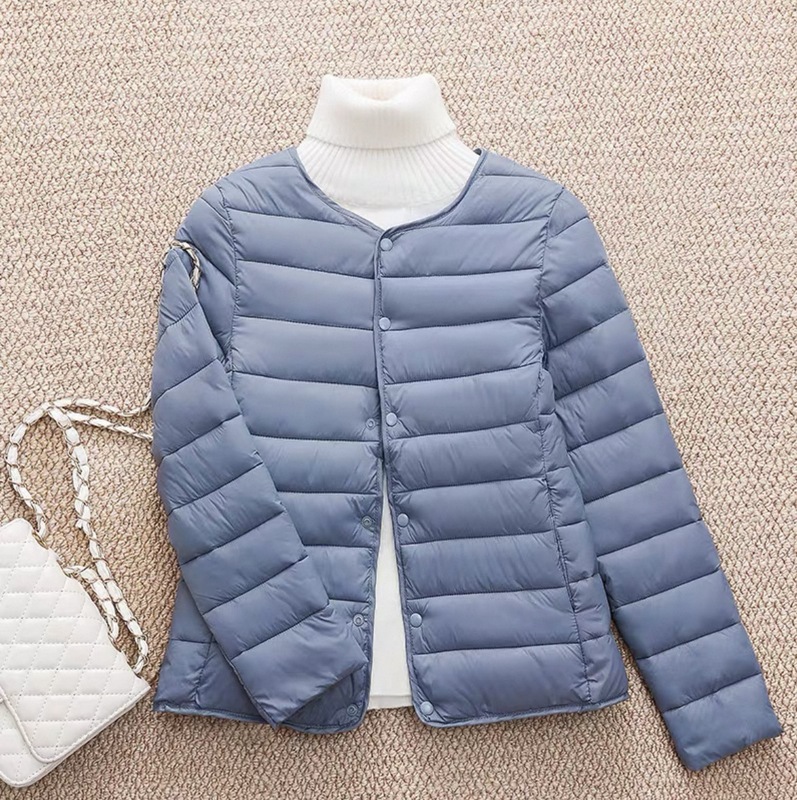 新しい女性のショート軽量ダウンコットンコート、ノーカラーインナーウェア、コットンライナー、スリムフィット、ラウンドネックサーマル下着|undefined