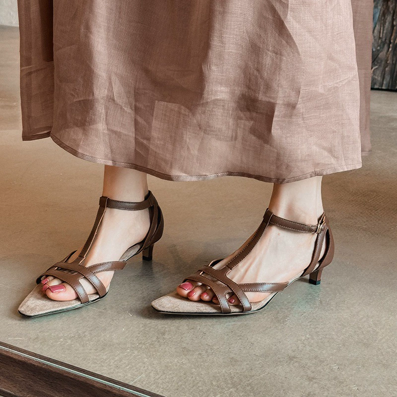 Retro summer fashionable universal sandals, thin strap