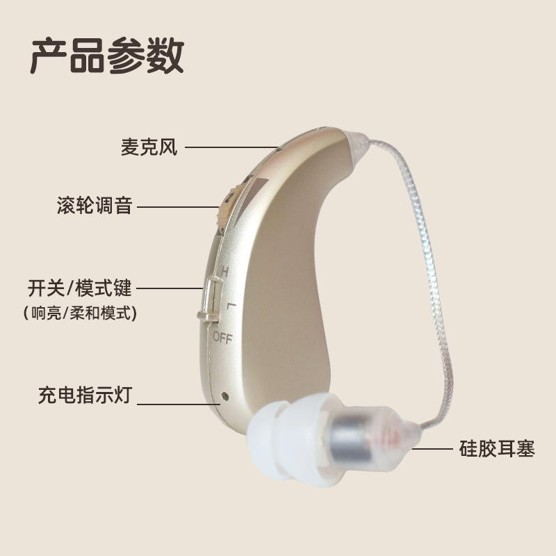 高齢者向けクロスボーダー耳かけ型補聴器 ボリューム調整可能な充電式サウンドアンプ|undefined