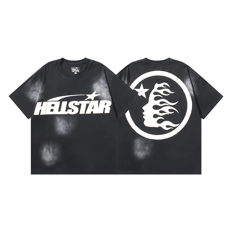 クロスボーダー Hellstar Tシャツ 2025年夏 欧米トレンドブランド レタープリント ゆったり半袖Tシャツ 男女兼用|undefined