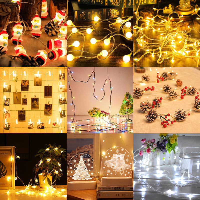 Lámpara de estrella LED Cadena de luz cálida Decoración de jardín Luz de cadena USB Lámpara de Navidad Iluminación de habitación Caja de batería Lámpara de estrella