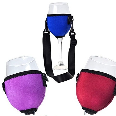Multicolor Lanyard Cup Set Red Wine High Foot Cup Set Large Adjusting Portable Cup Set Red Wine Cup Holder Diving Cloth Cup Set
