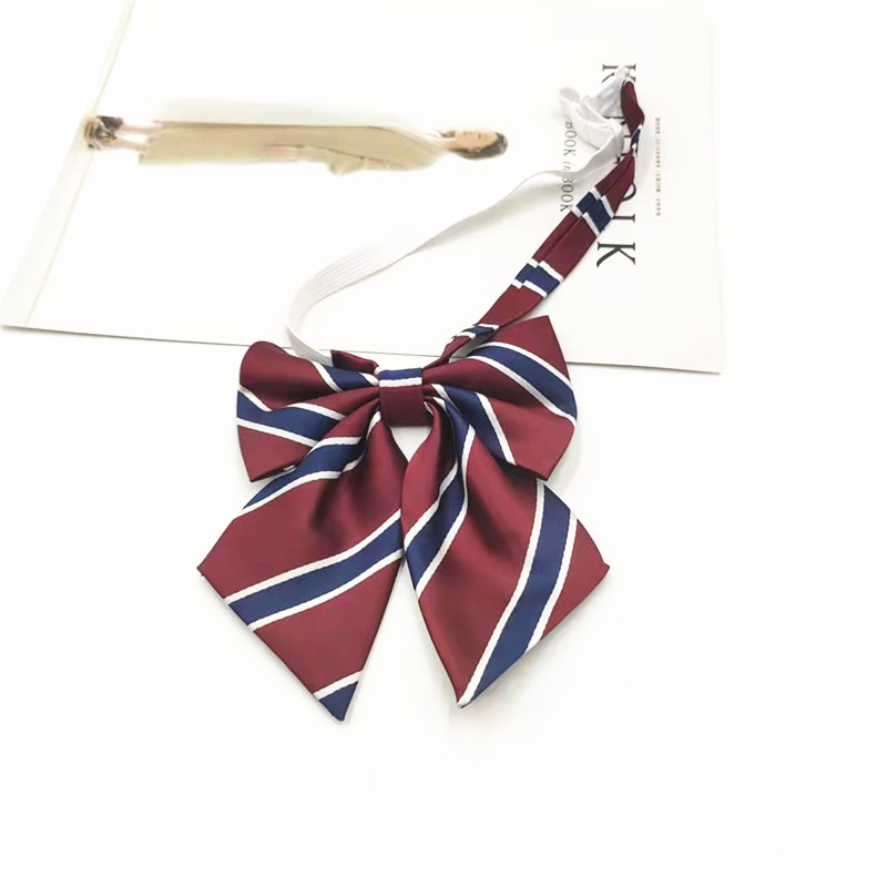 Liang tie male and female junior high school school wind tie collar flower JK uniform dress accessories wine red stripe Other