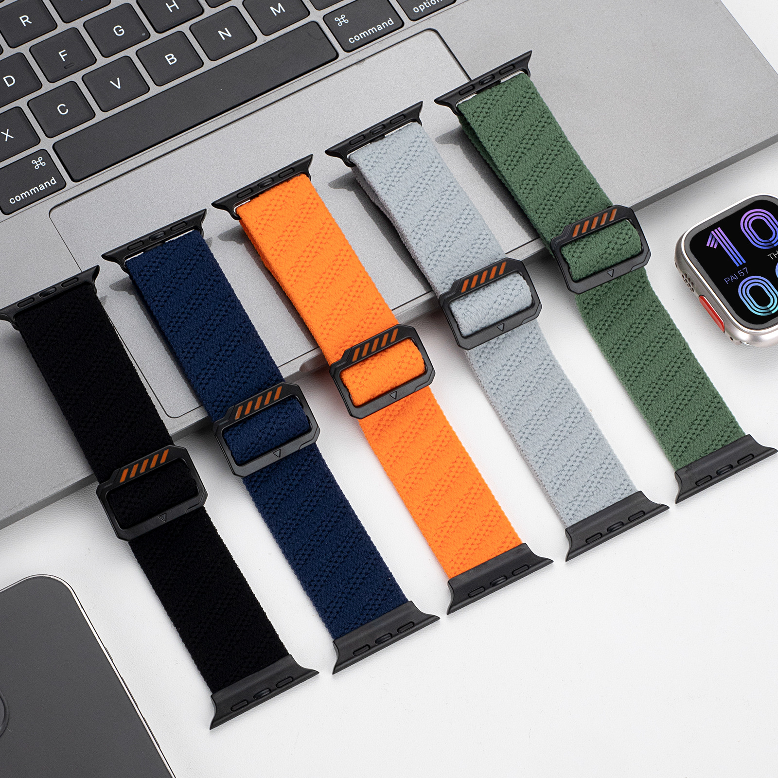 適用蘋果applewatch s10s9錶帶日字迴環尼龍編織斜紋iwatch手錶帶