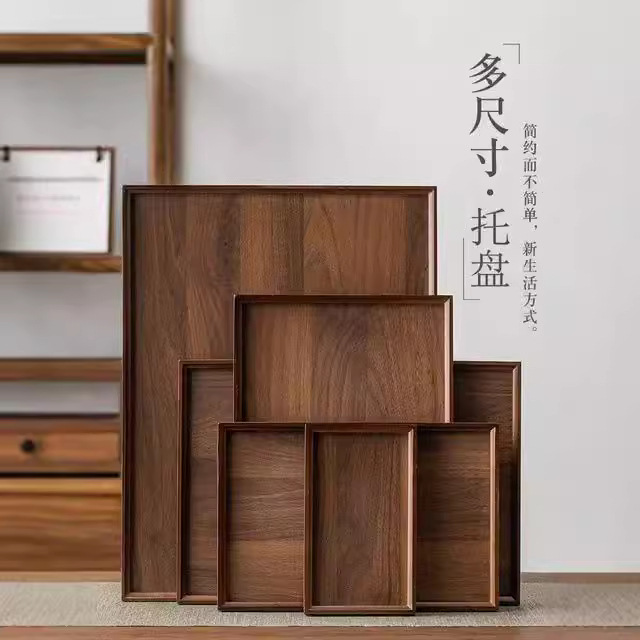 Nuevo estilo chino bambú madera rectángulo comedor hogar comercial té, café, bocadillos para el desayuno, bandeja simple de frutas secas