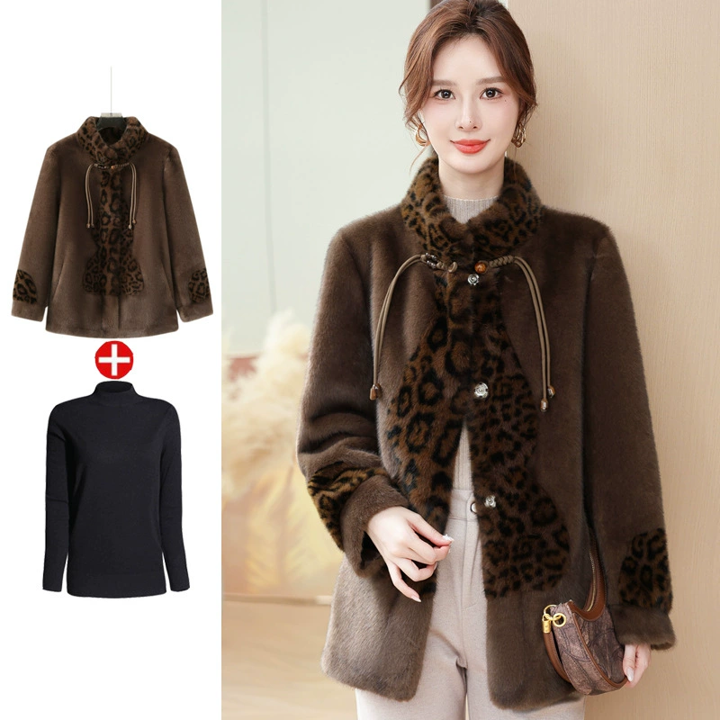 Elite demi-season coat for mother, velvet jacket, for middle age, plus size