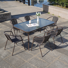 户外桌椅阳台茶桌椅组合庭院桌椅休闲区布置花园桌子商场露天布置