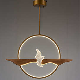 中国风吊灯禅意仿复古实原木艺术中式创意个性设计师玄关茶室灯具