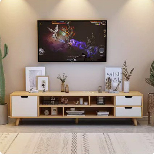 Nordic TV cabinet coffee table combination modern minimalist living room small apartment short cabinet solid wood legs TV cabinet floor cabinet