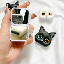 原创ins风立体3D可爱猫咪手机气囊支架粘贴式便携化妆镜自拍指环