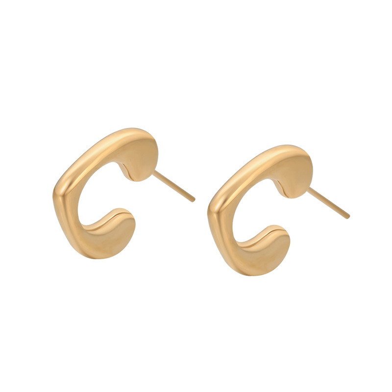 Xuping Europa y los Estados Unidos transfronterizos de acero inoxidable 14k pendientes de color simple brillante irregular pendientes de geometría personales al por mayor mujeres